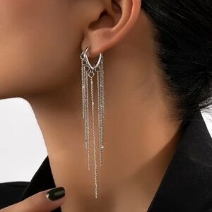 Tassel chain hoop earrings